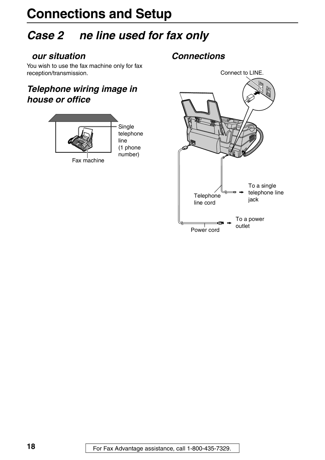 Panasonic KX-FHD332 manual Case 2 One line used for fax only 