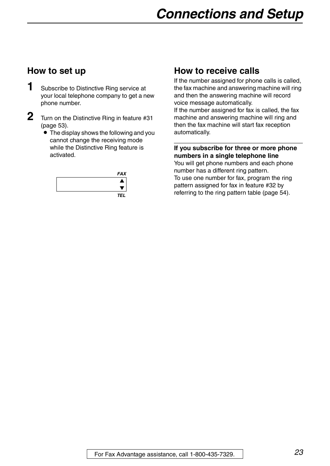 Panasonic KX-FHD332 manual Fax Tel 