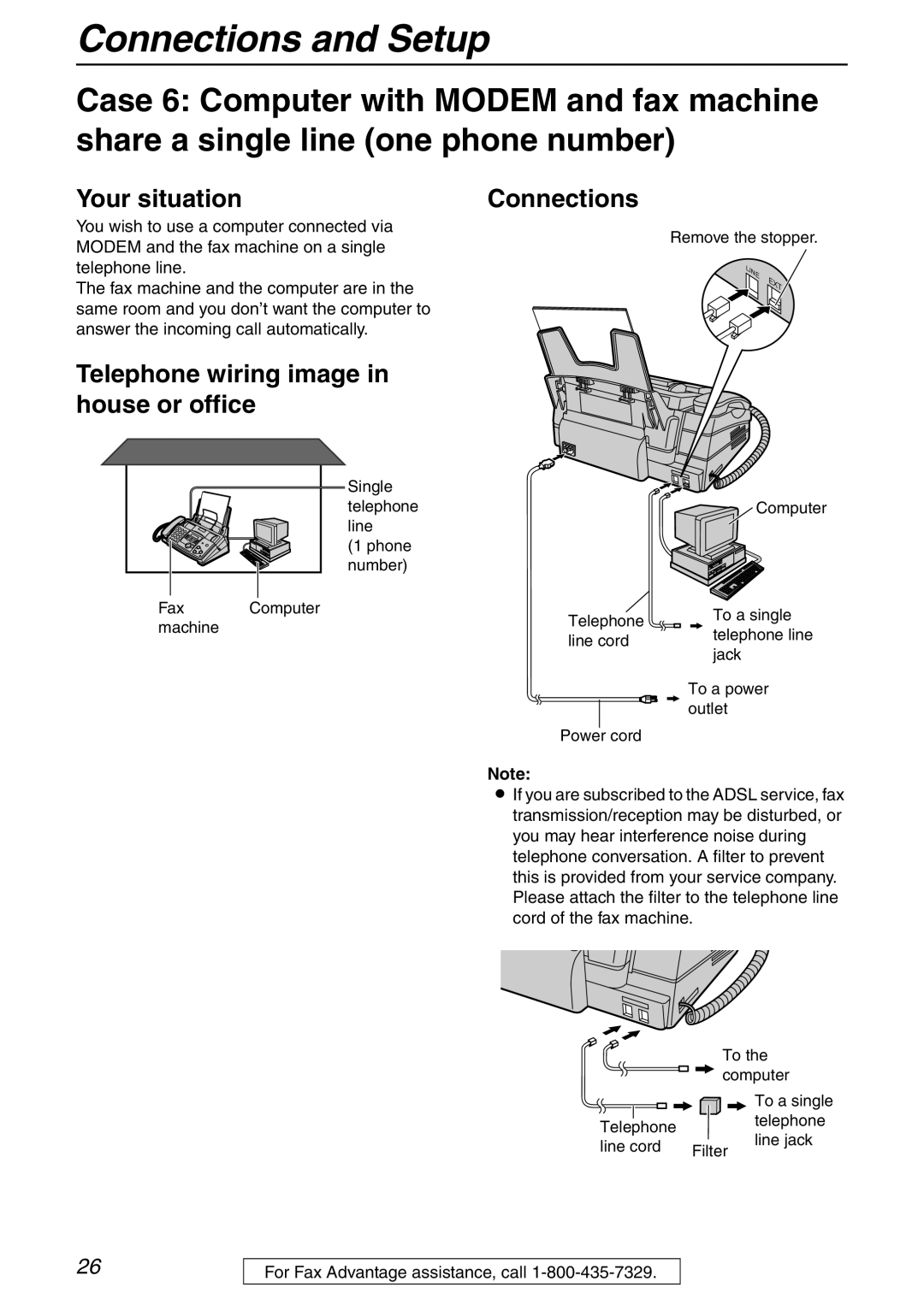 Panasonic KX-FHD332 manual Single telephone line Phone number Fax Computer machine 