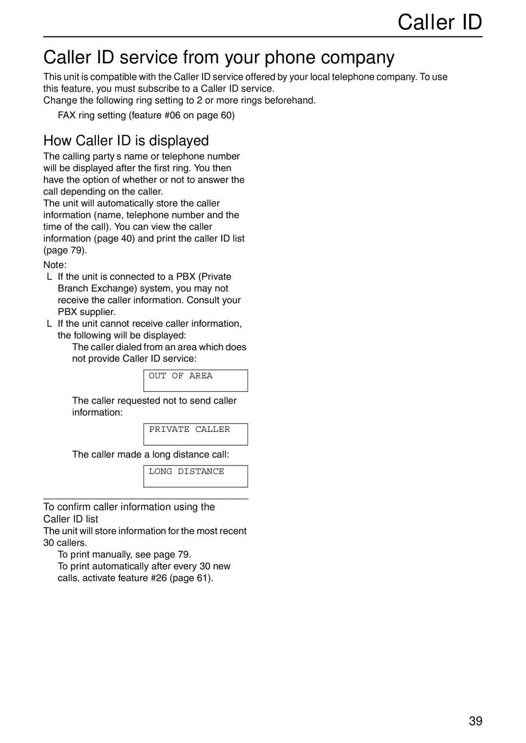 Panasonic KX-FHD332 manual Caller ID service from your phone company, How Caller ID is displayed 