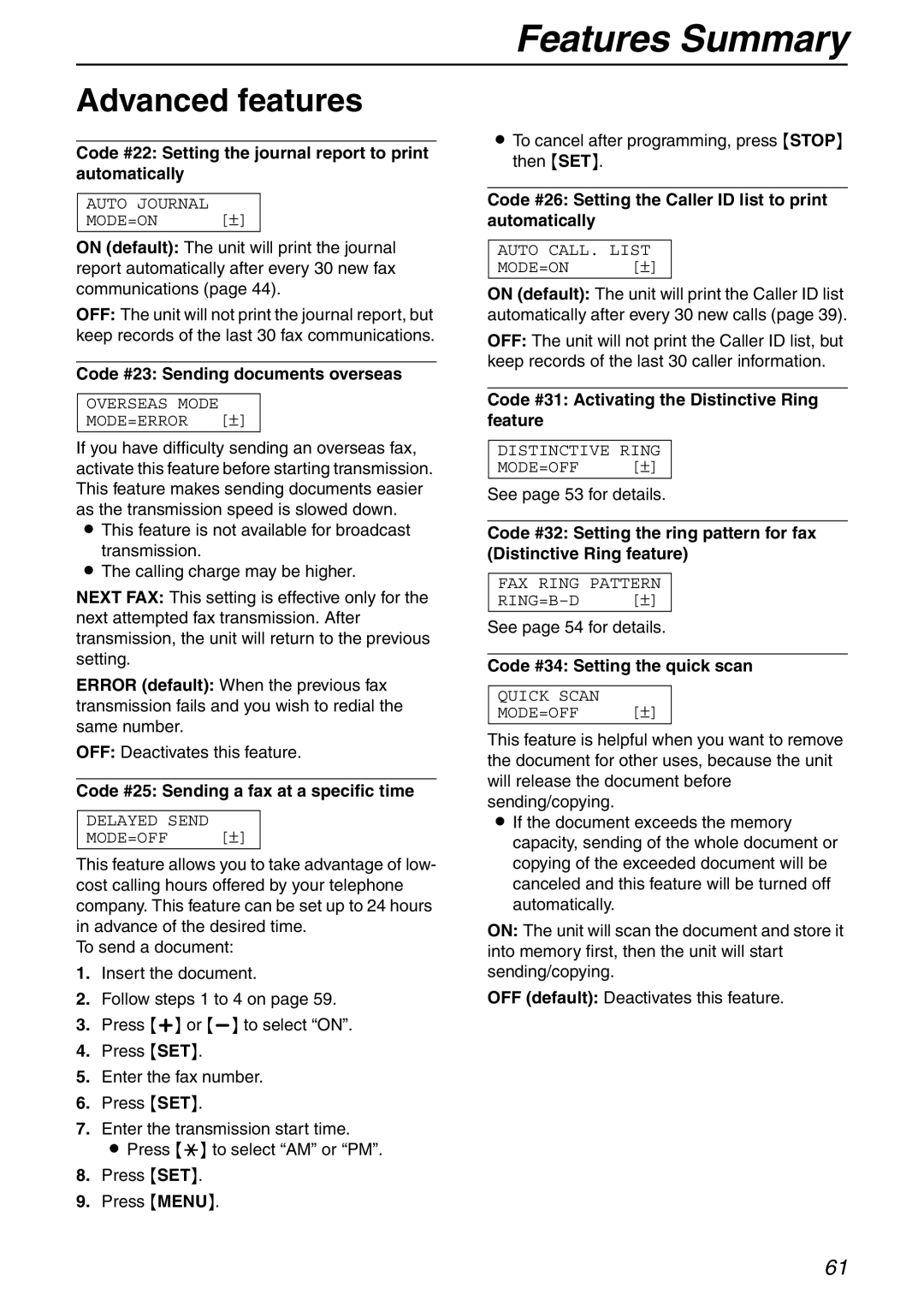 Panasonic KX-FHD332 manual Advanced features 