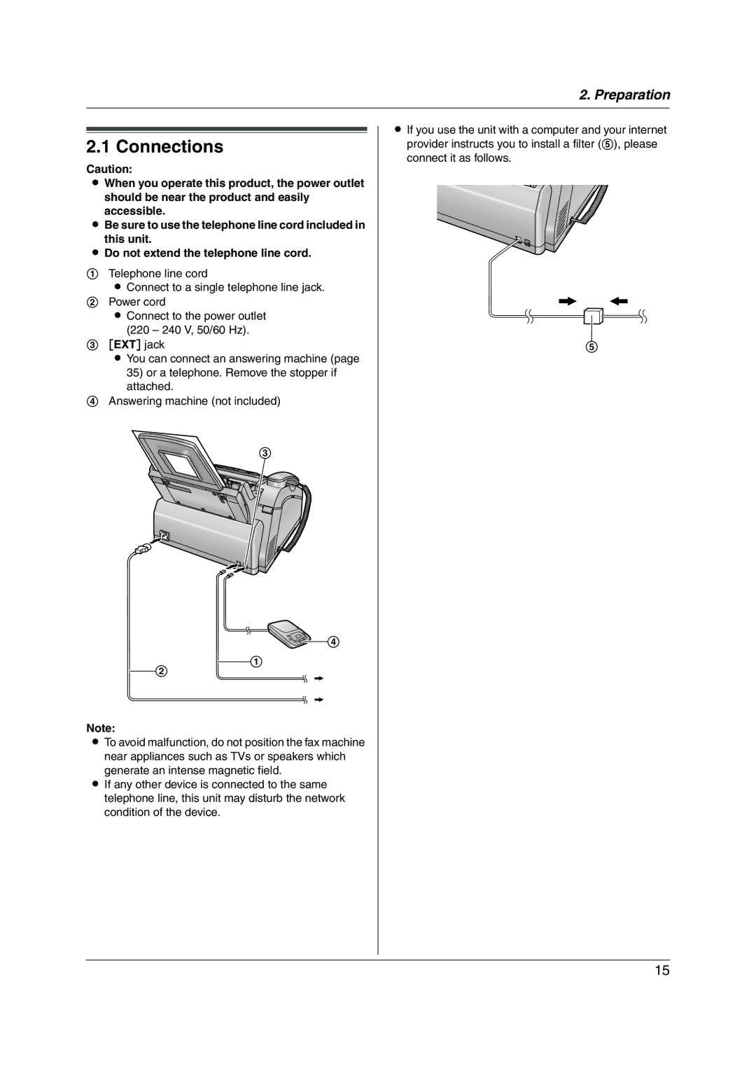 Panasonic KX-FL313HK operating instructions Connections 