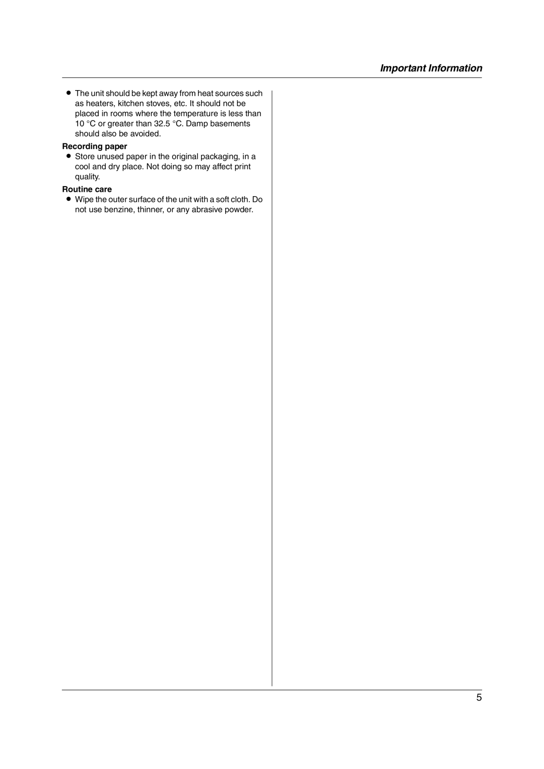 Panasonic KX-FL313HK operating instructions Recording paper, Routine care 