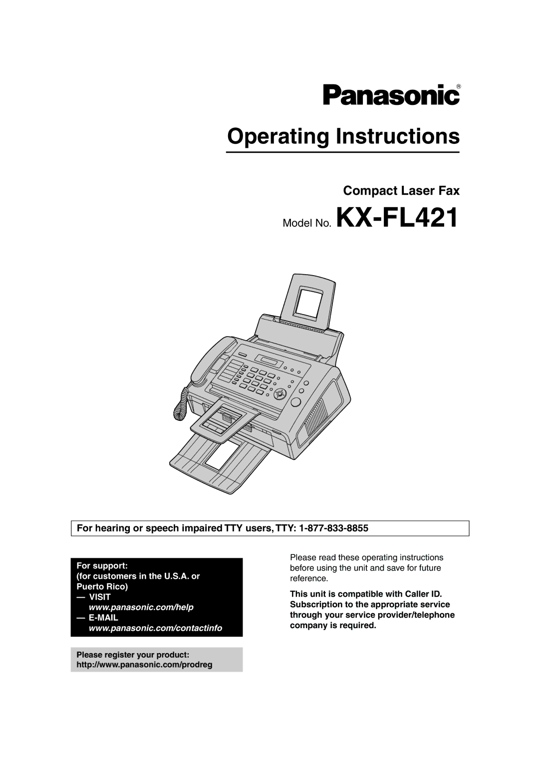 Panasonic KX-FL421 manual Operating Instructions, Compact Laser Fax 