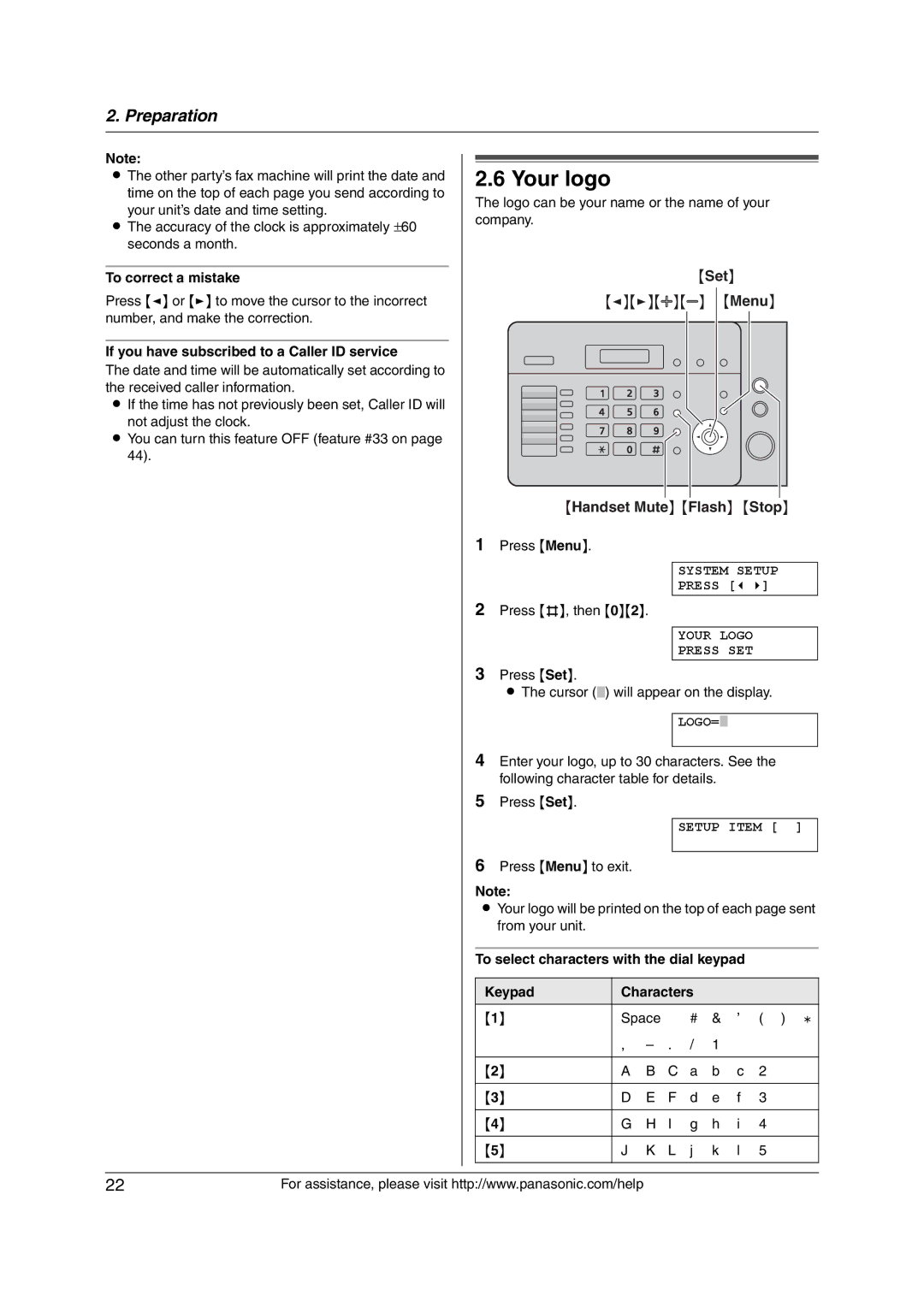 Panasonic KX-FL421 Your logo, Handset Mute Flash Stop, To correct a mistake, If you have subscribed to a Caller ID service 