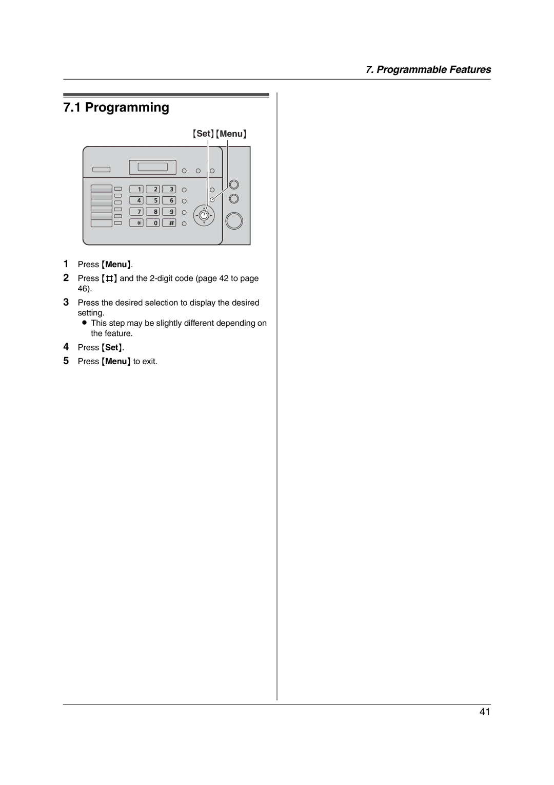 Panasonic KX-FL421 manual Programming, SetMenu 