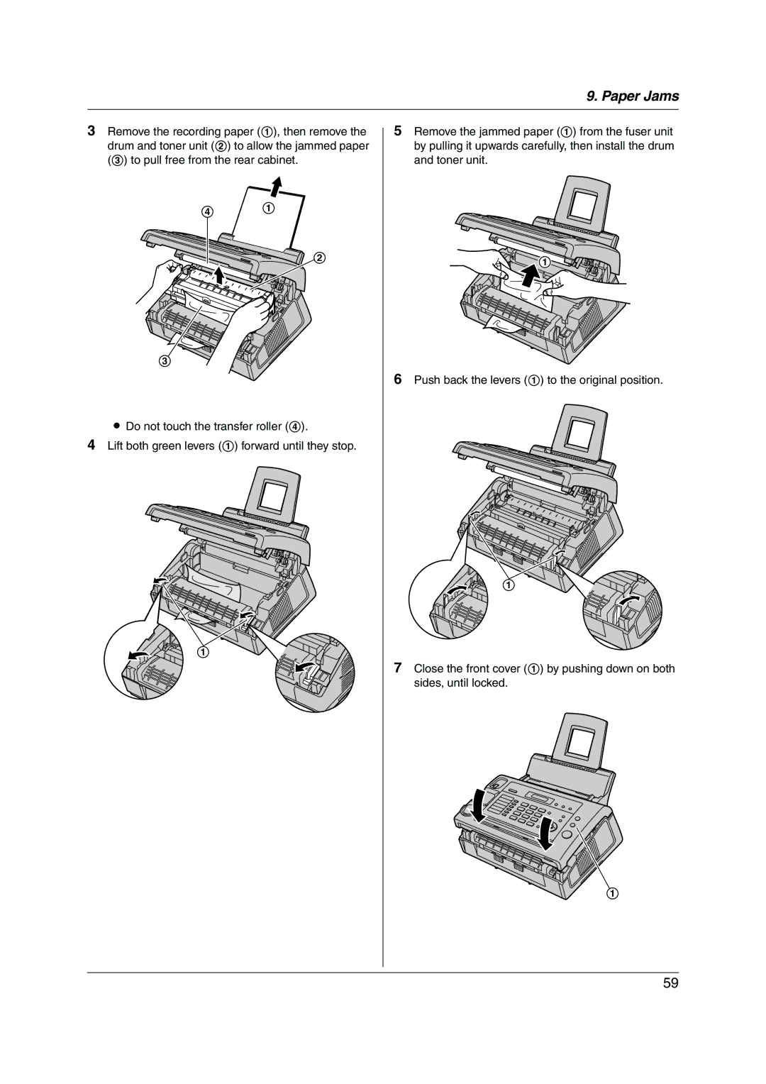 Panasonic KX-FL421 manual Paper Jams 