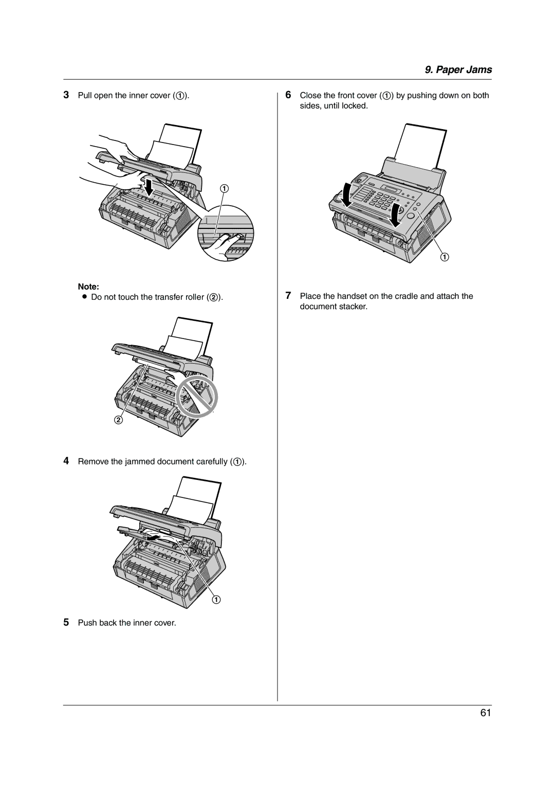 Panasonic KX-FL421 manual Paper Jams 