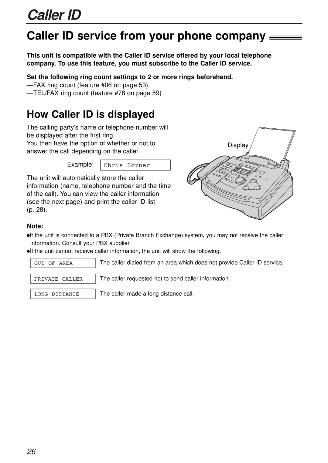 Panasonic KX-FL501 manual Caller ID service from your phone company, How Caller ID is displayed 