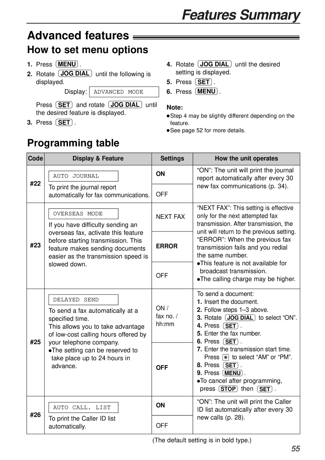 Panasonic KX-FL501 manual Advanced features, #22, #23, #25, #26 