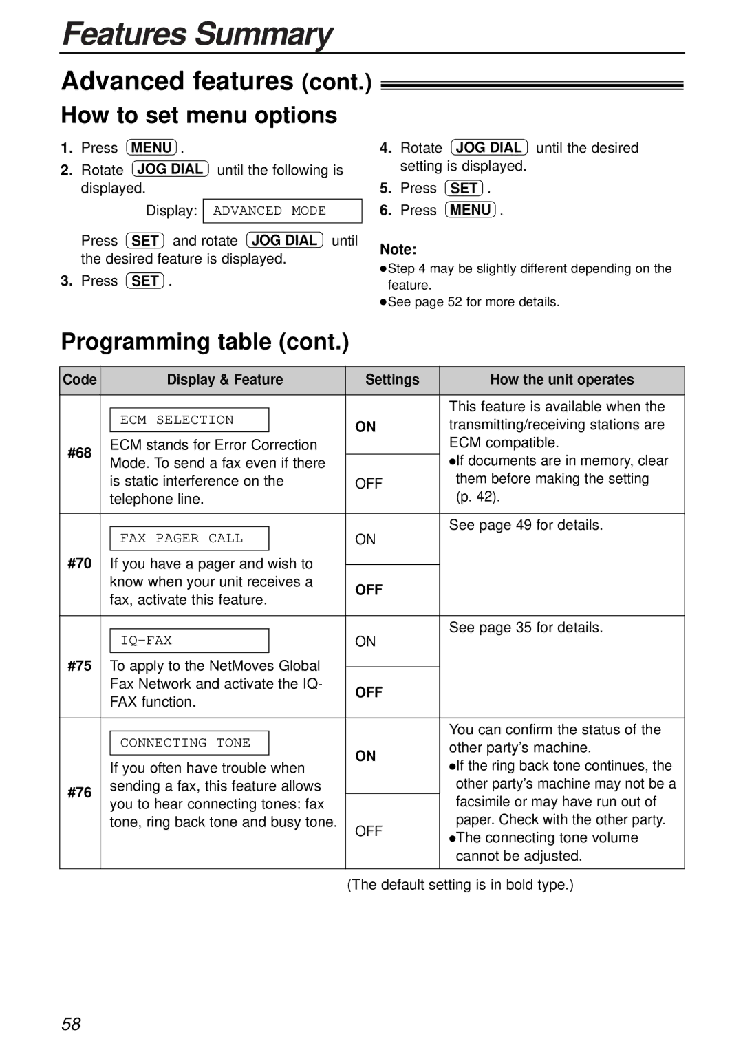 Panasonic KX-FL501 manual #68, #70, #75, #76 