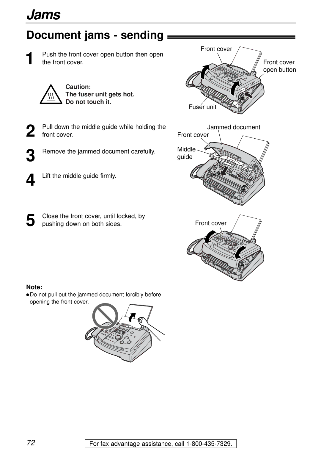 Panasonic KX-FL501 manual Document jams sending 