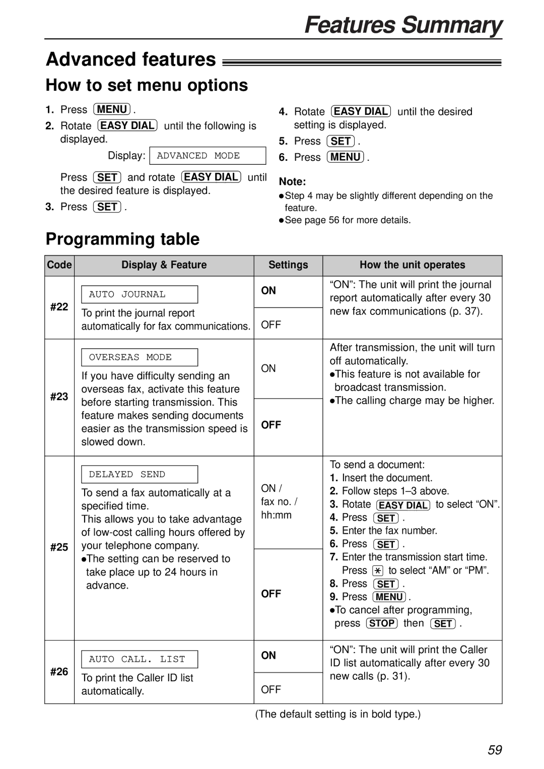 Panasonic KX-FL501NZ, KX-FL501AL manual Advanced features, #22, #23, #25, #26 