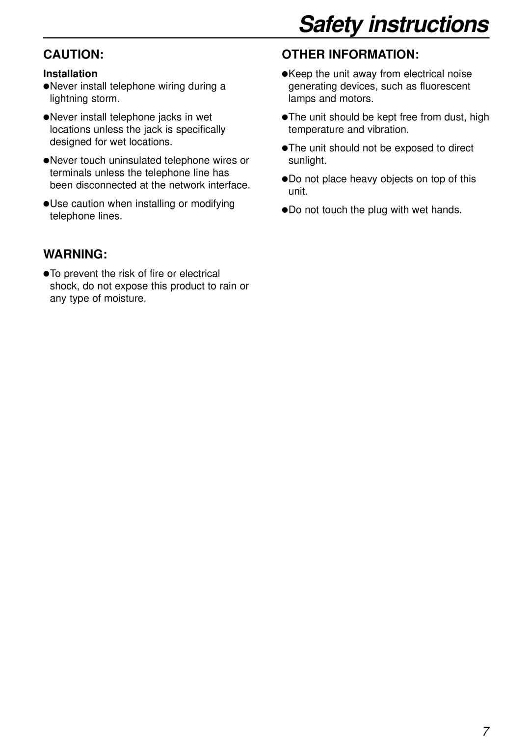 Panasonic KX-FL501NZ, KX-FL501AL manual Other Information 