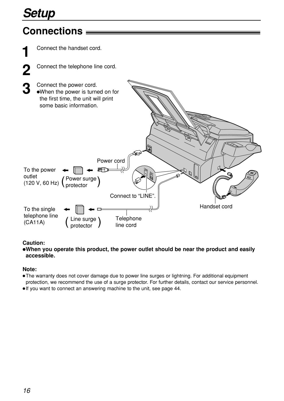 Panasonic KX-FL501C manual Connections 