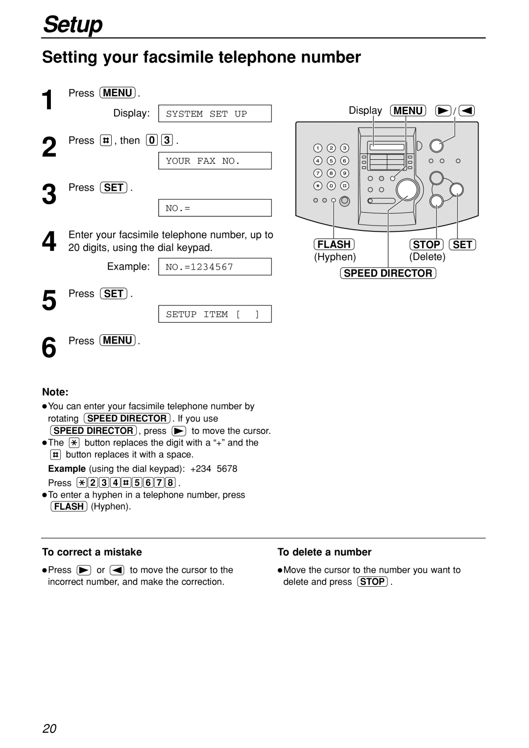 Panasonic KX-FL501C manual Setting your facsimile telephone number, System SET, Your FAX no 