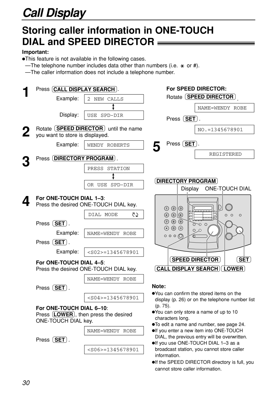 Panasonic KX-FL501C manual Speed Director until the name, For Speed Director Rotate Speed Director 