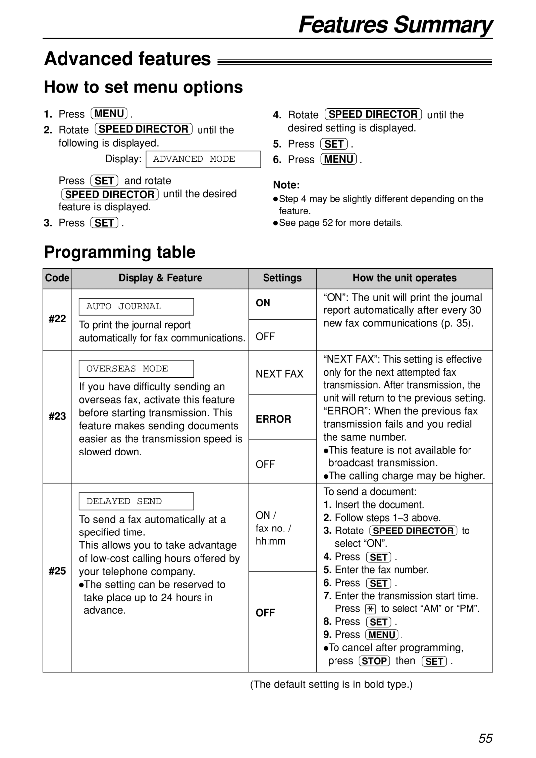 Panasonic KX-FL501C manual Advanced features, #22, #23, #25 