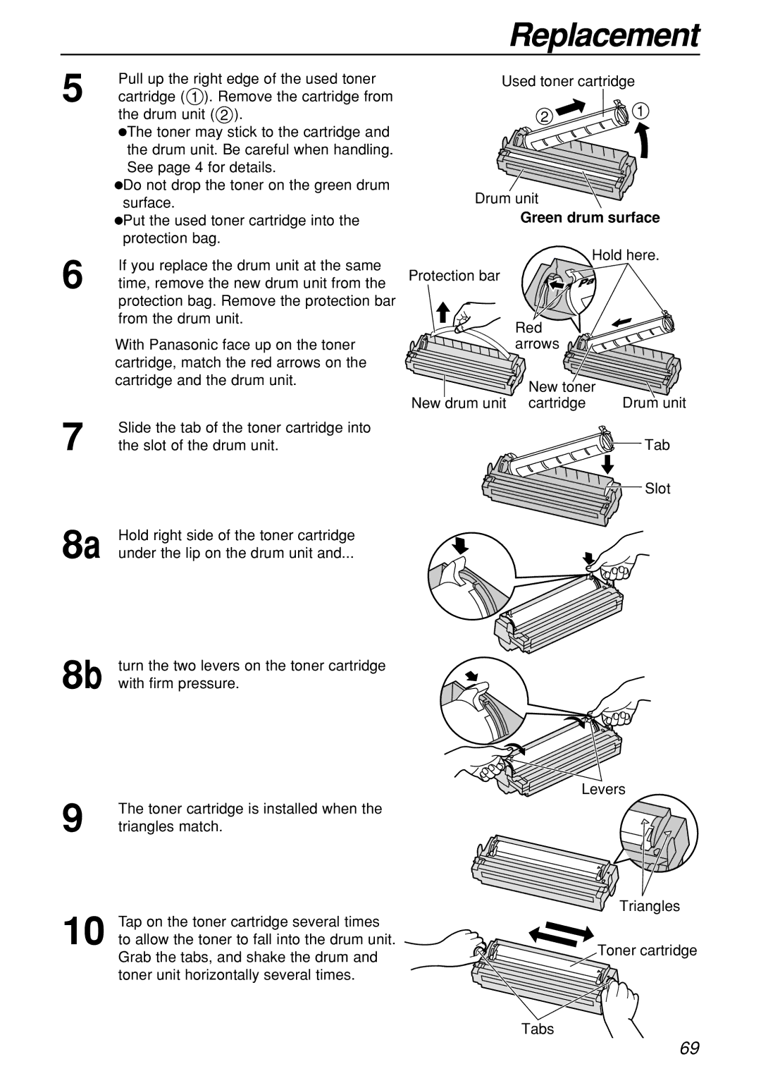 Panasonic KX-FL501C manual Pull up the right edge of the used toner 