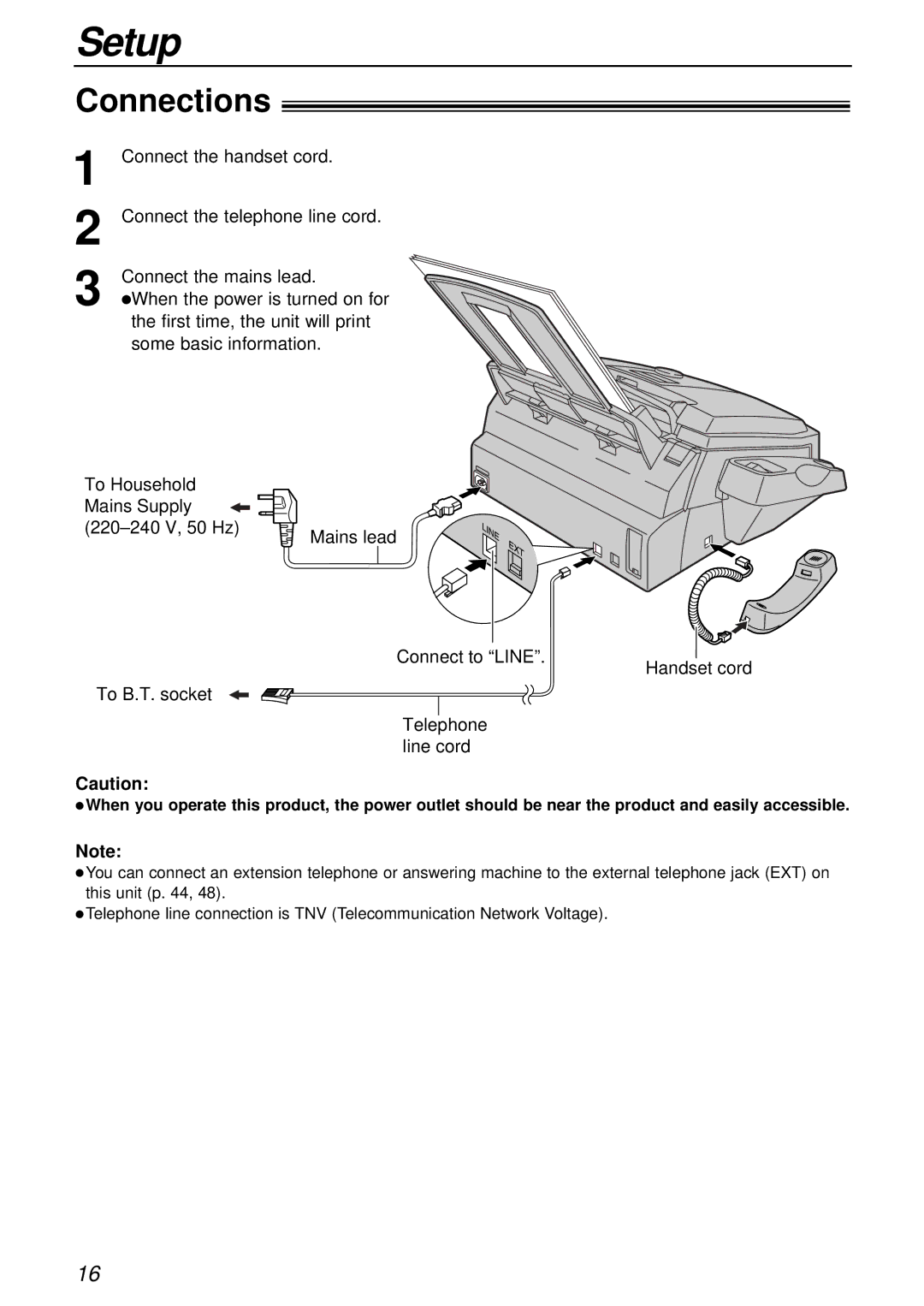 Panasonic KX-FL501E manual Connections 