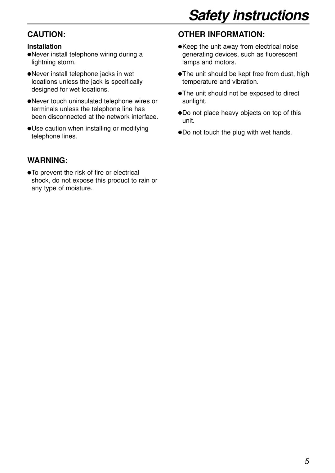 Panasonic KX-FL501E manual Other Information, Installation 