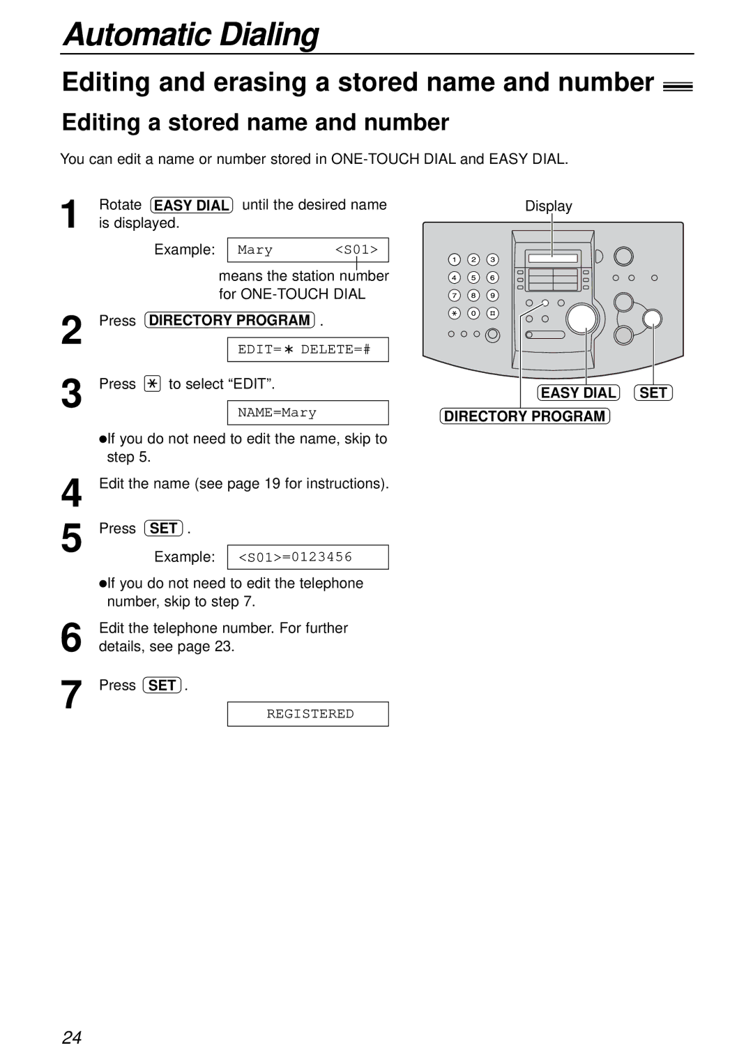 Panasonic KX-FL503HK manual Editing and erasing a stored name and number, Editing a stored name and number 