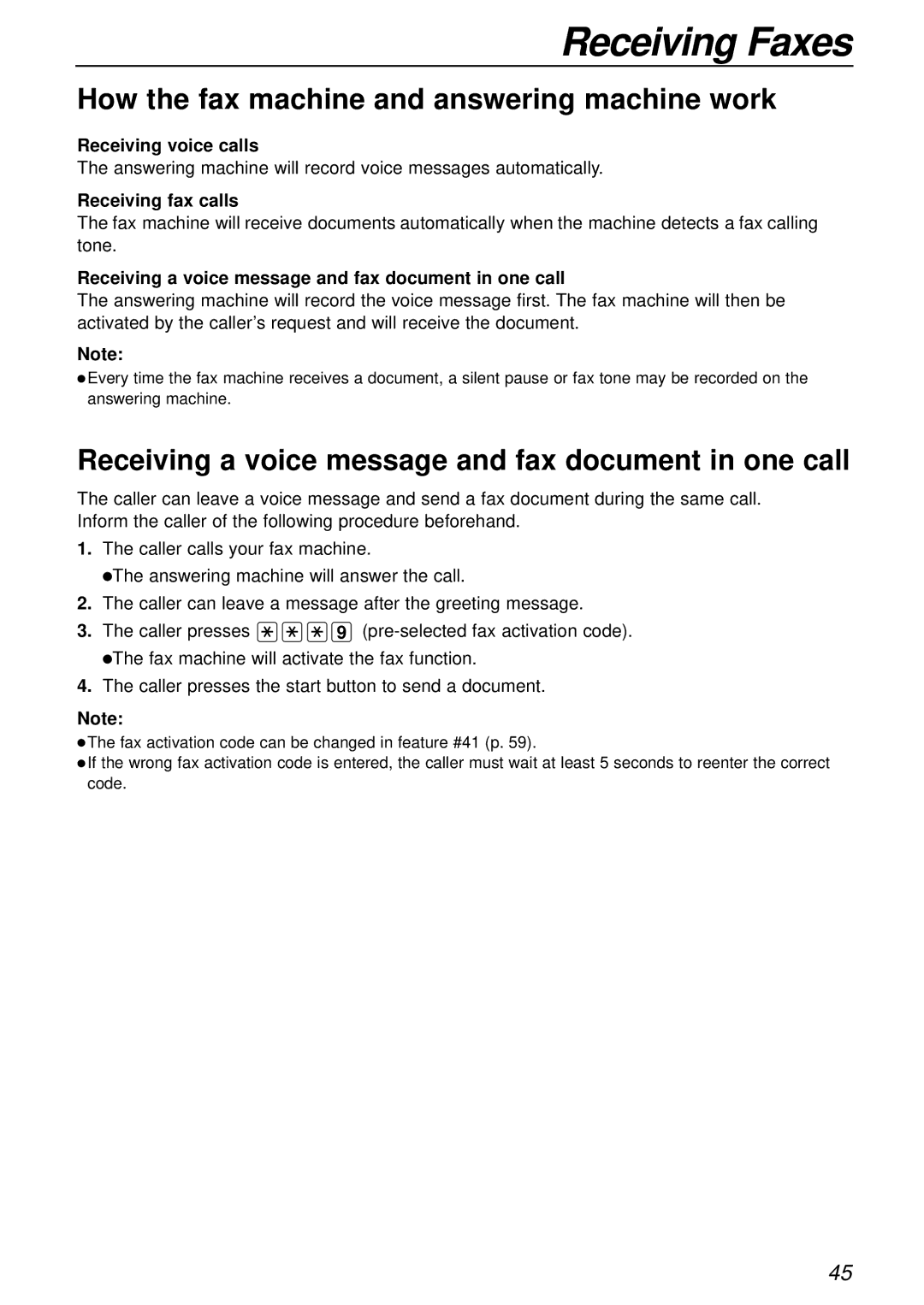 Panasonic KX-FL503HK manual How the fax machine and answering machine work, Receiving voice calls, Receiving fax calls 