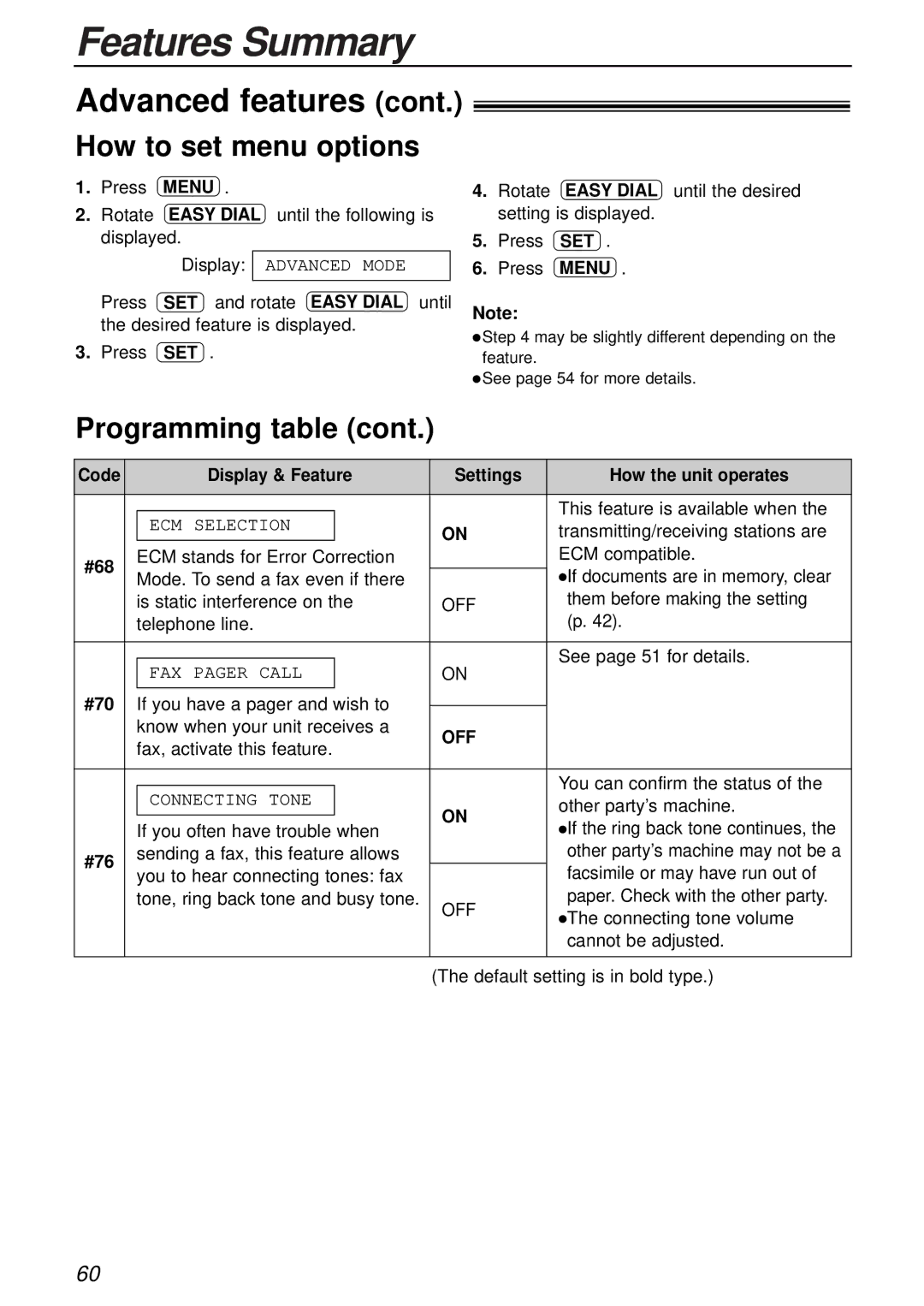 Panasonic KX-FL503HK manual #68, #70, #76 