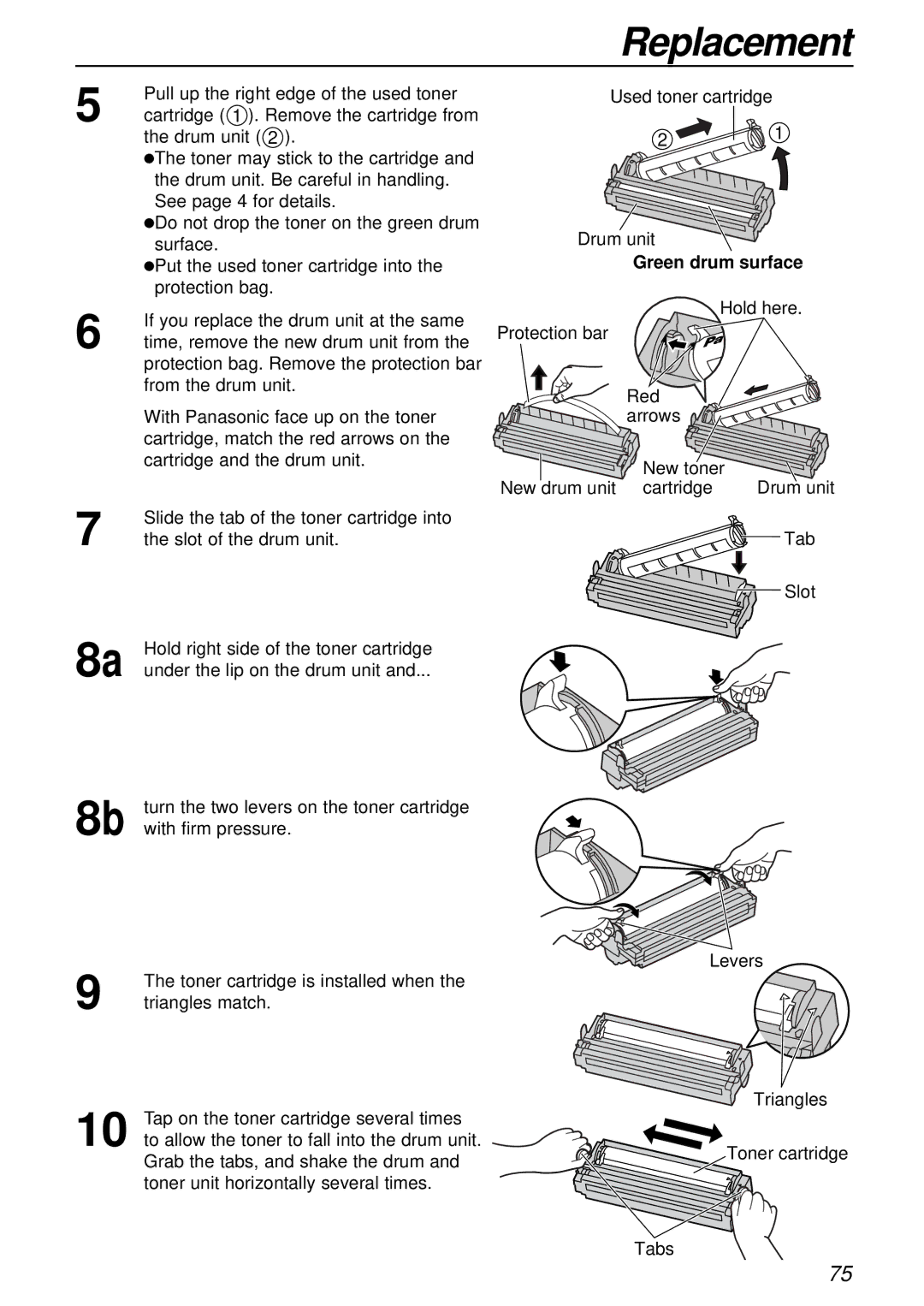 Panasonic KX-FL503HK manual Pull up the right edge of the used toner 