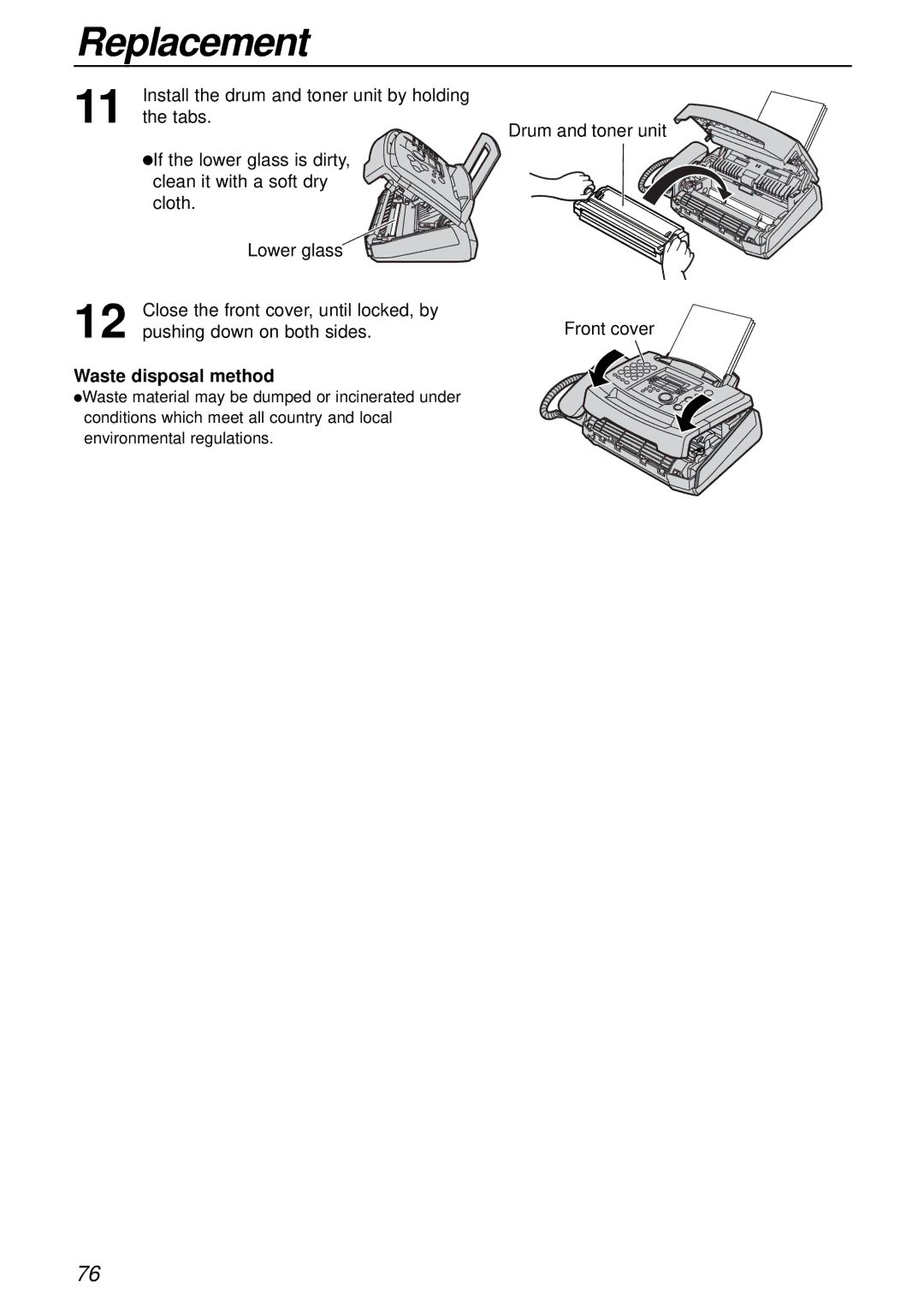 Panasonic KX-FL503HK manual Waste disposal method 