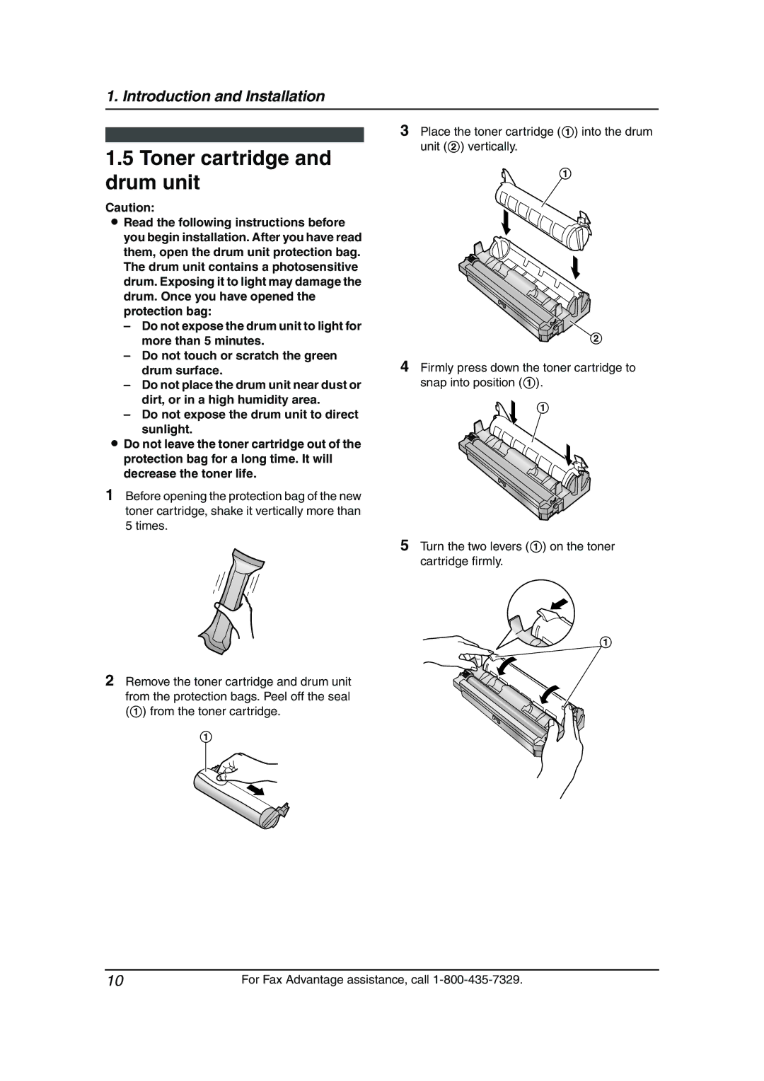 Panasonic KX-FL511 manual Toner cartridge and drum unit 