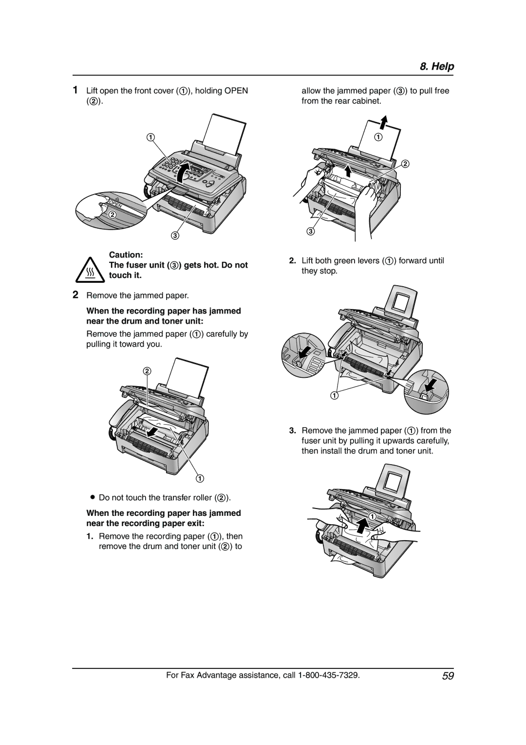 Panasonic KX-FL511 manual Remove the jammed paper 