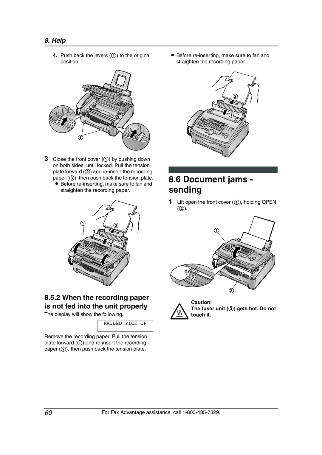 Panasonic KX-FL511 manual Document jams sending, When the recording paper is not fed into the unit properly 