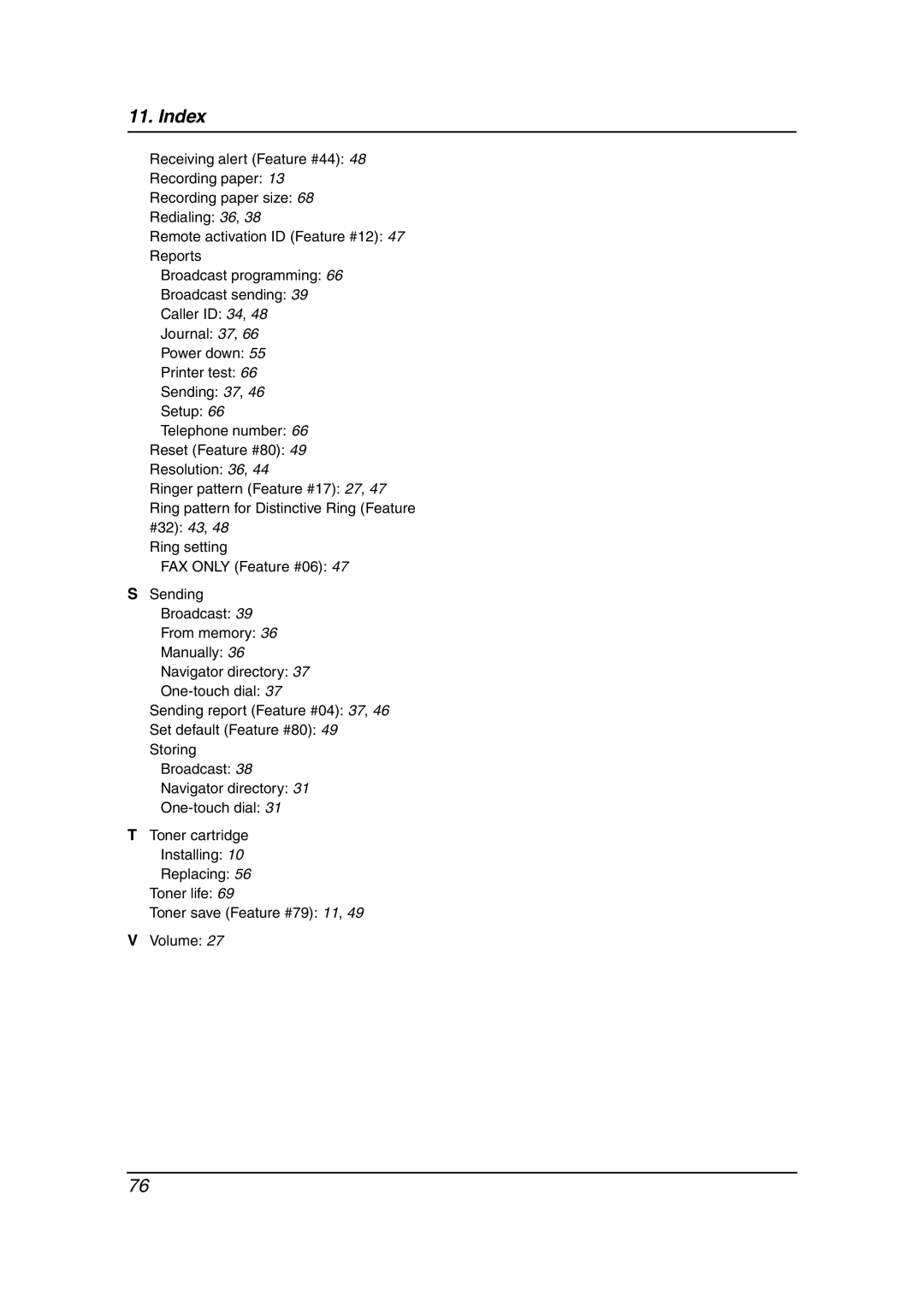 Panasonic KX-FL511 manual Index 