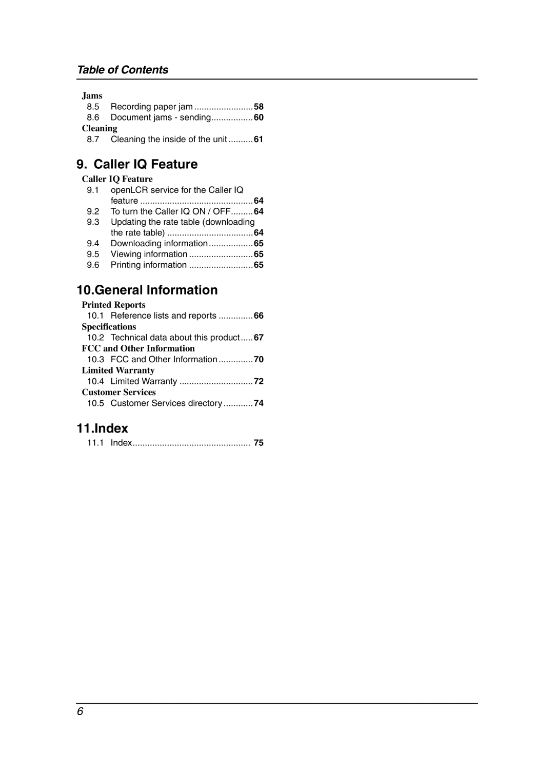 Panasonic KX-FL511 manual Index 