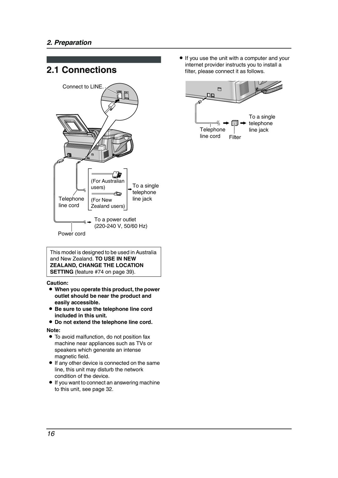 Panasonic KX-FL511AL manual Connections, Preparation 