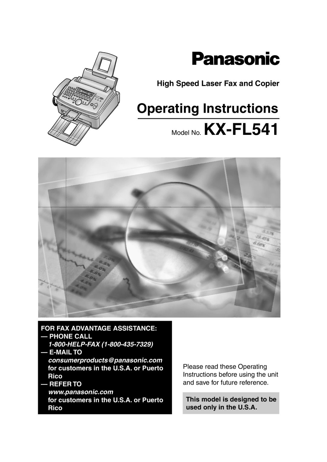 Panasonic KX-FL541 manual Operating Instructions 