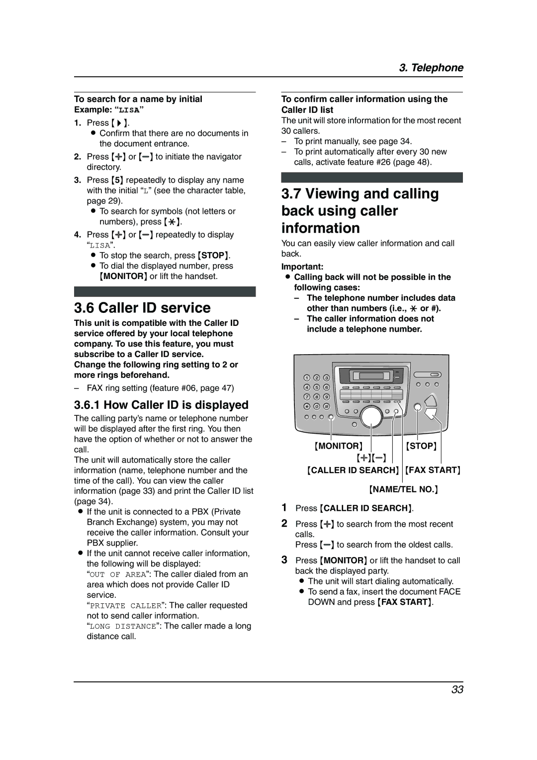 Panasonic KX-FL541 manual Caller ID service, Viewing and calling back using caller information, How Caller ID is displayed 