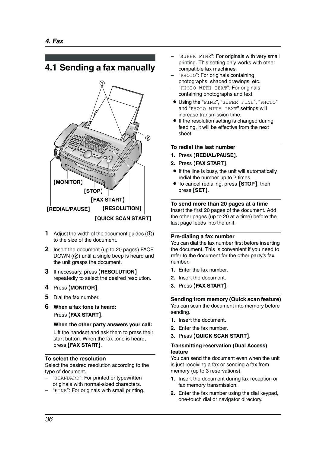 Panasonic KX-FL541 Sending a fax manually 