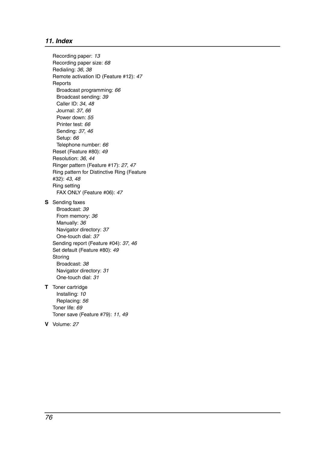 Panasonic KX-FL541 manual Index 