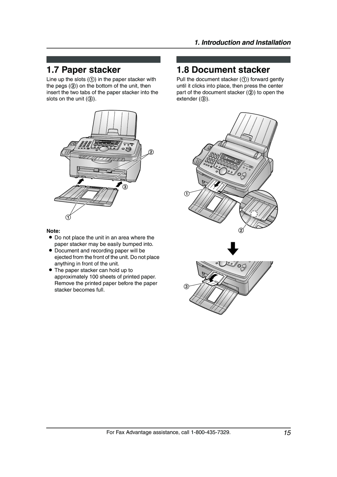 Panasonic KX-FL611 manual Paper stacker, Document stacker 