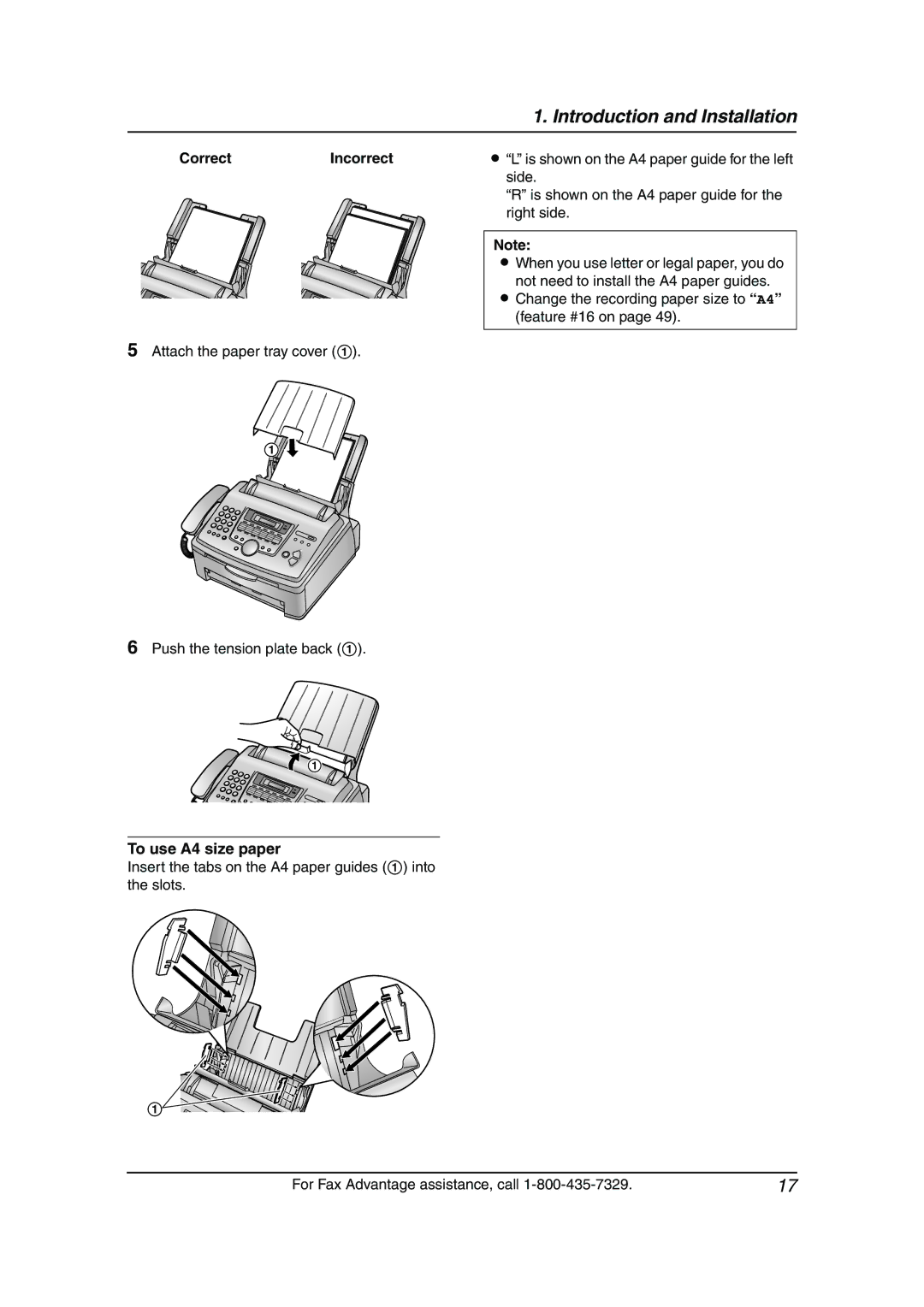 Panasonic KX-FL611 manual CorrectIncorrect, To use A4 size paper 