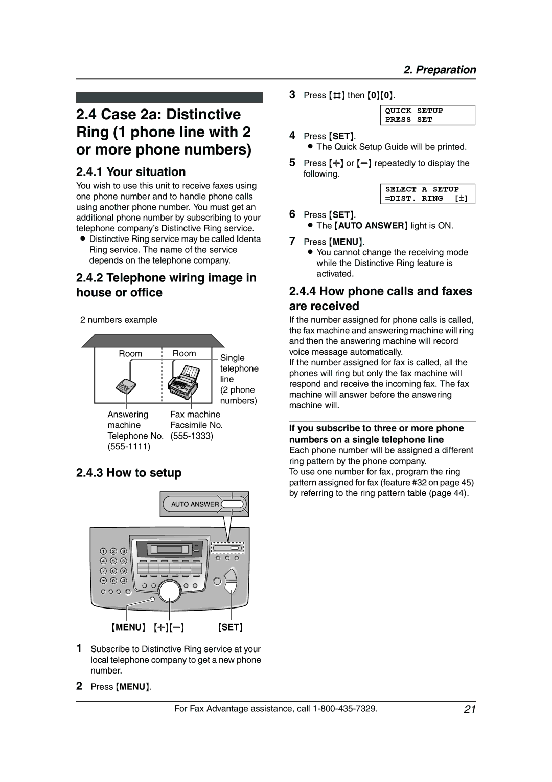 Panasonic KX-FL611 manual How to setup, How phone calls and faxes are received, Select a Setup =DIST. Ring ± 