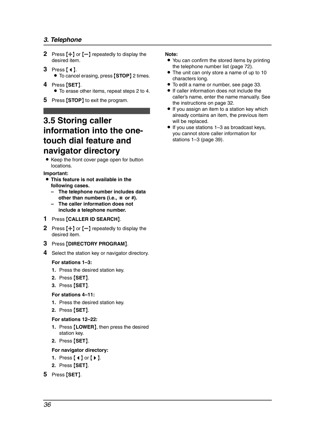 Panasonic KX-FL611 manual This feature is not available in the following cases, For navigator directory 