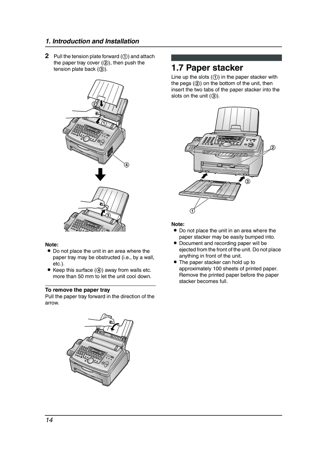 Panasonic KX-FL611AL manual Paper stacker, To remove the paper tray 