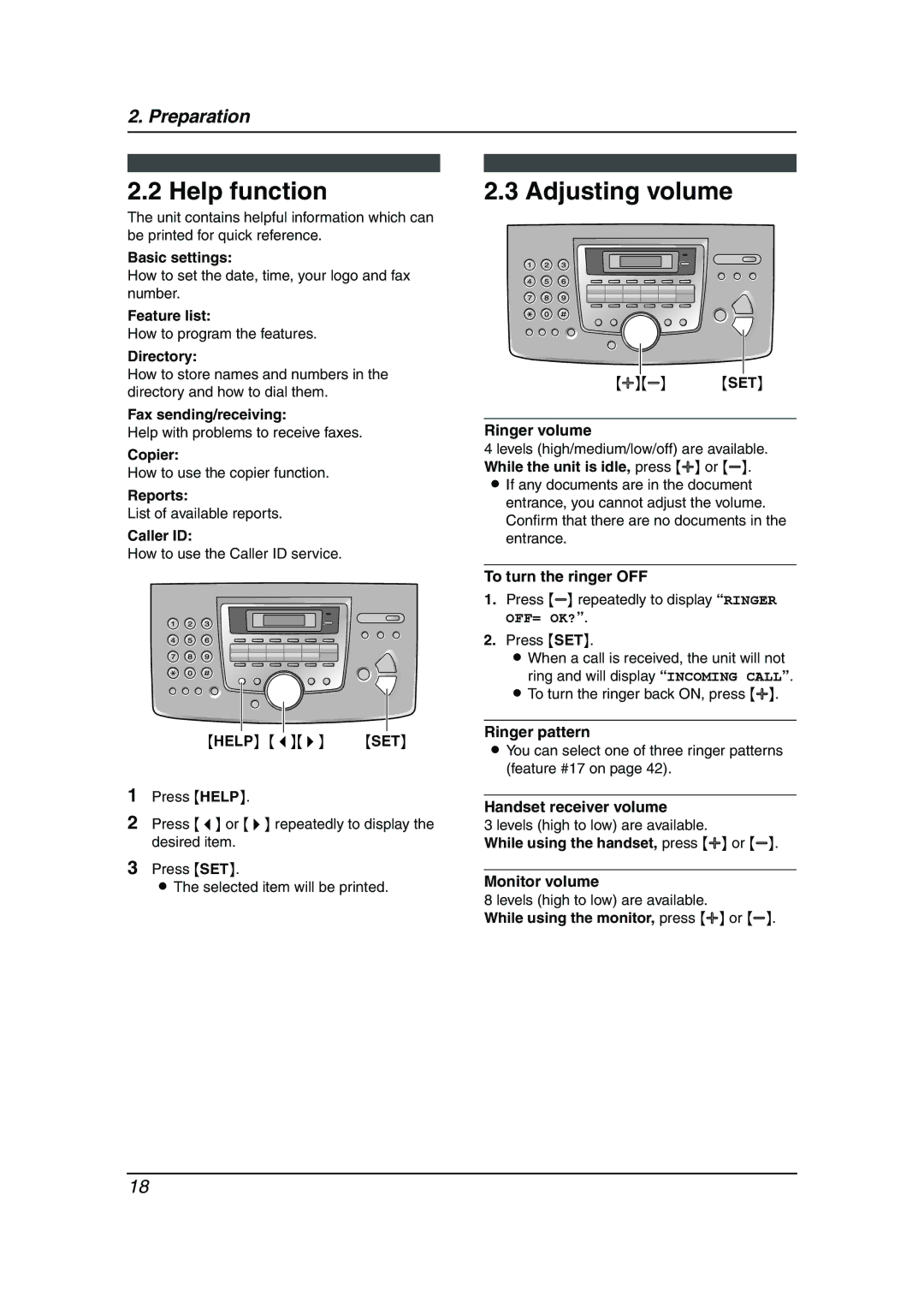 Panasonic KX-FL611AL manual Help function, Adjusting volume 