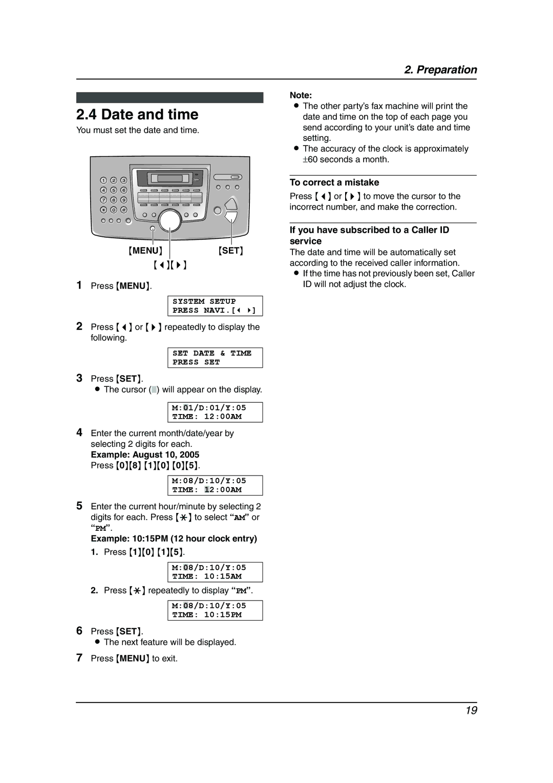 Panasonic KX-FL611AL manual Date and time 