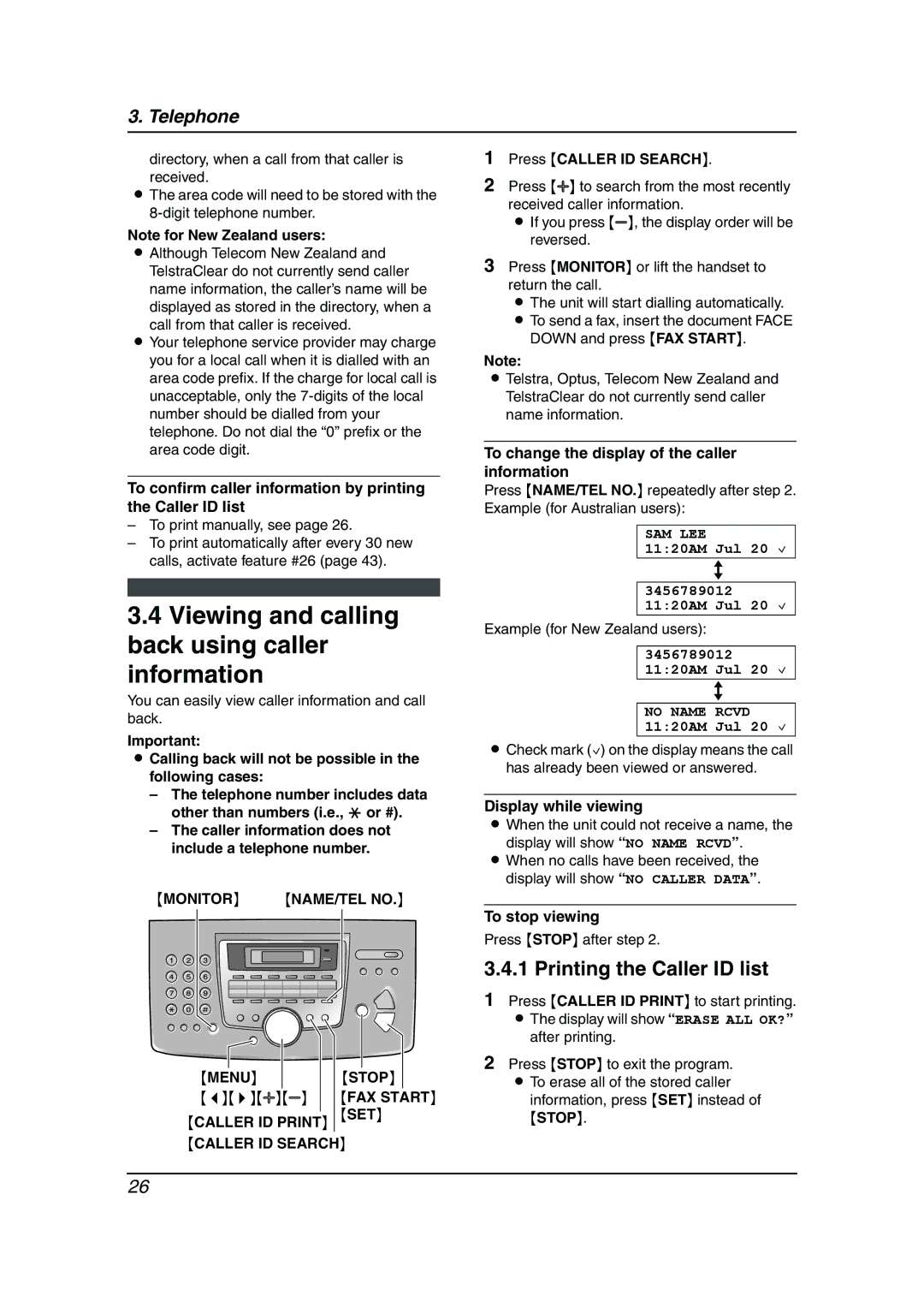 Panasonic KX-FL611AL manual Viewing and calling back using caller information, Printing the Caller ID list 