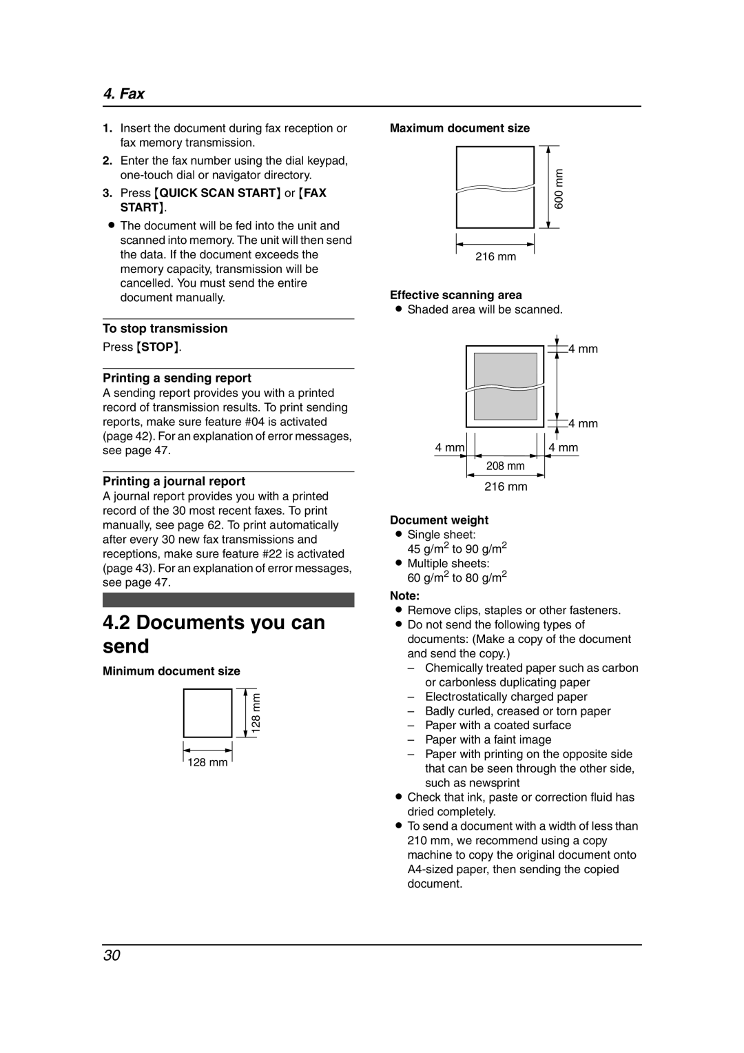 Panasonic KX-FL611AL manual Documents you can send 