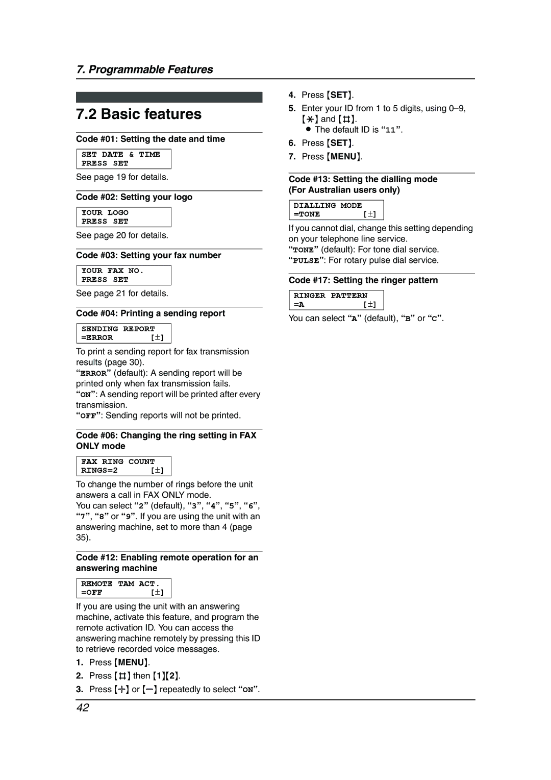 Panasonic KX-FL611AL manual Basic features 